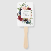 Éventail Bourgogne Red Navy Floral Rustic Wedding programme (Devant)