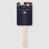 Éventail Bourgogne Red Navy Floral Rustic Wedding programme (Devant)