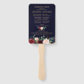 Éventail Bourgogne Red Navy Floral Rustic Wedding programme (Dos)