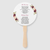 Éventail Bourgogne Rouge Floral Programme de mariage contem (Dos)