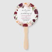 Éventail Bourgogne Rouge Floral Programme de mariage contem (Devant)