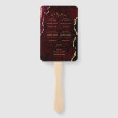 Éventail Bourgogne Rouge Or Agate Script Wedding Programme (Dos)