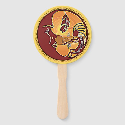 Éventail Bouton paysage - Plume de lune Kokopelli 1 (Dos)