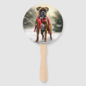 Éventail Boxer dans la neige à Noël (Dos)
