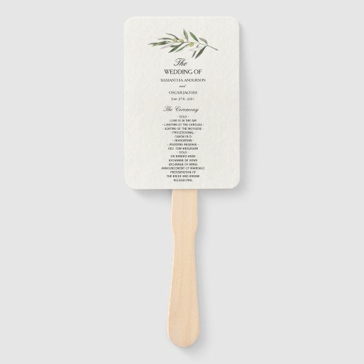 Éventail Branche verte d'olive simple (Devant)