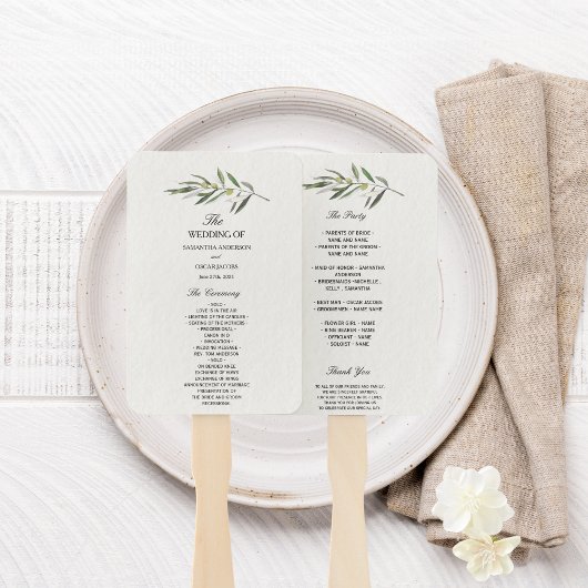 Éventail Branche verte d'olive simple