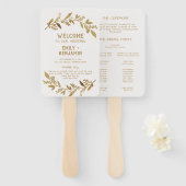 Éventail Branches courbes | Programme de mariage d'or (Devant et derrière)