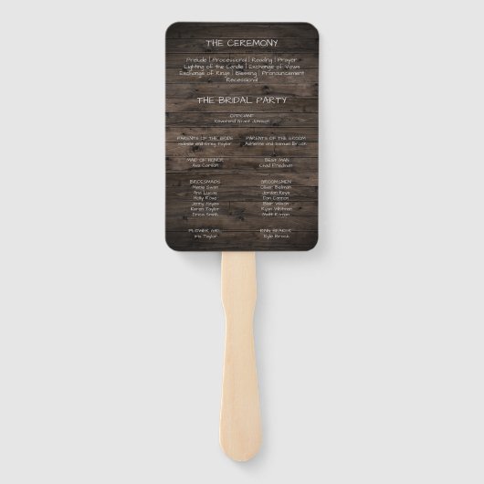 Éventail Branches courbes | Programme de mariage en bois (Dos)
