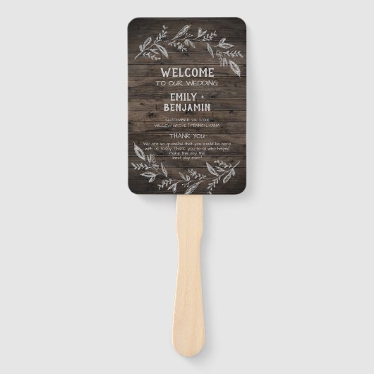 Éventail Branches courbes | Programme de mariage en bois (Devant)