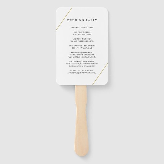 Éventail Bridget Géométrique Programme de mariage moderne (Dos)