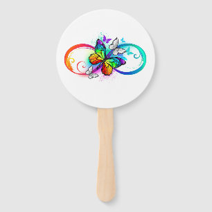 Éventail Bright infinity with rainbow butterfly