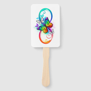 Éventail Bright infinity with rainbow butterfly