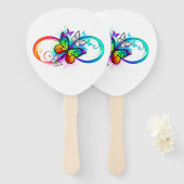 Éventail Bright infinity with rainbow butterfly (Devant et derrière)