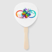 Éventail Bright infinity with rainbow butterfly (Dos)