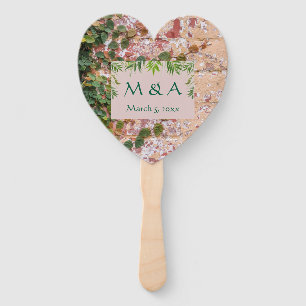 Éventail Briques peintes Vert Ivy Mariage Coeur Ventilateur