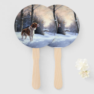 Éventail Brittany Spaniel Laissez Neige Noël