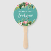 Éventail Brosse Script Tropical Floral Family Beach House (Dos)