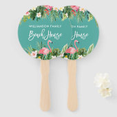 Éventail Brosse Script Tropical Floral Family Beach House (Devant et derrière)