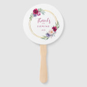 Éventail Brousse Bourgogne & Or Fleurie Florale Rustique (Devant)