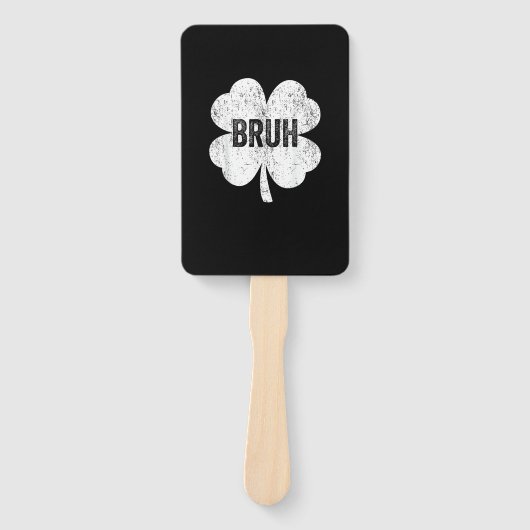 Éventail Bruh Shamrock mème drôle Jour de la Saint Patrick (Devant)