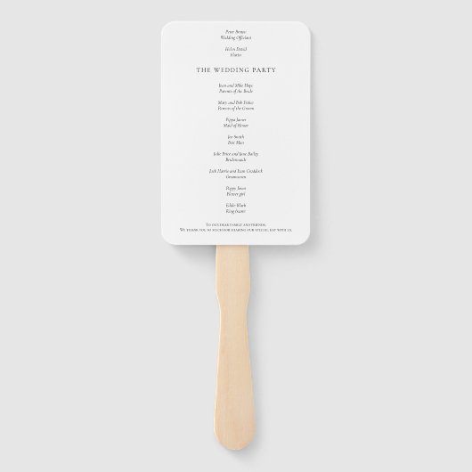 Éventail Budget Simple Texte Noir Blanc Mariage Programme (Dos)