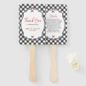 Éventail Buffalo Check noir blanc Plaid Mariage Merci (Devant et derrière)
