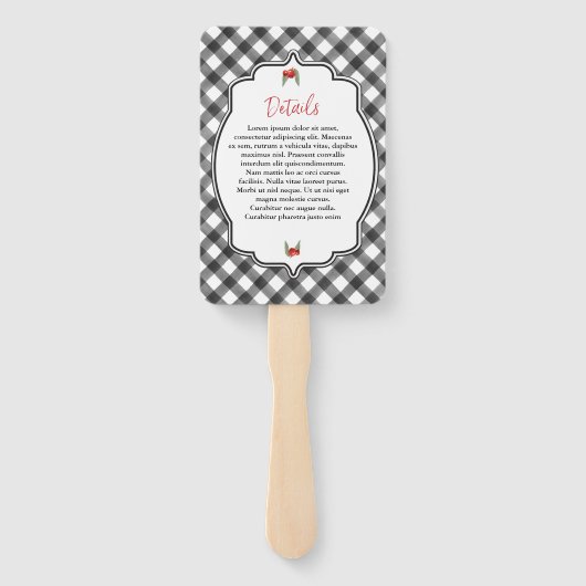 Éventail Buffalo Check noir blanc Plaid Mariage Merci (Dos)