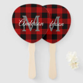 Éventail Buffalo rouge abattu | Initiale personnelle | Cade (Devant et derrière)