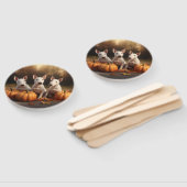 Éventail Bull Terrier Chiot Automne Citrouille de plaisir (Non-assemblé)