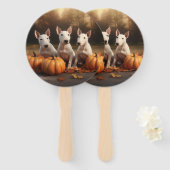 Éventail Bull Terrier Chiot Automne Citrouille de plaisir (Devant et derrière)