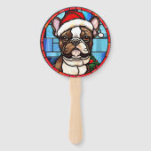 Éventail Bulldog français vitrail de Noël (Dos)