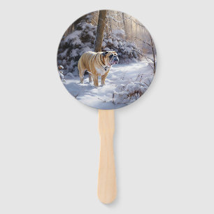 Éventail Bulldog Noël Laissez Tomber la Neige Brosse