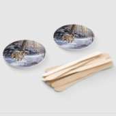 Éventail Bulldog Qu'Il Neige Noël Brossé (Non-assemblé)