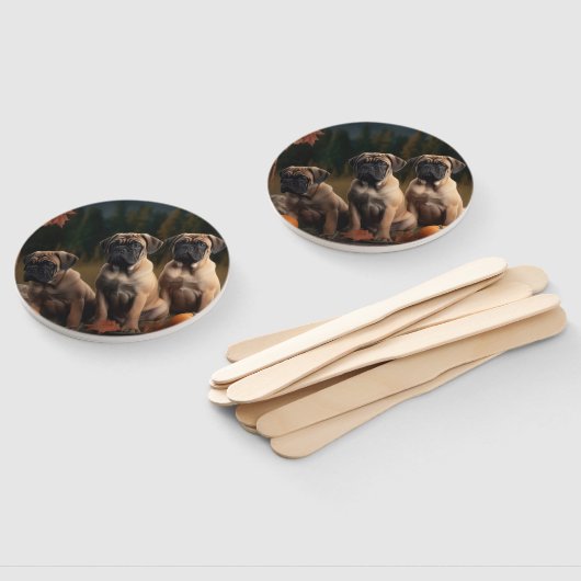 Éventail Bullmastiff Chiot Automne Citrouille de plaisir (Non-assemblé)