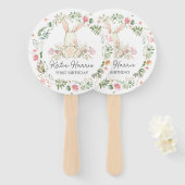 Éventail Bunny Anniversaire Invitation, Un ventilateur de l (Devant et derrière)