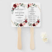 Éventail Burgundy Blush Floral Moderne Programme géométriqu (Devant et derrière)