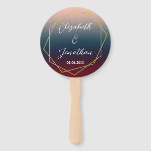 Éventail Burgundy Navy Blush Ombre Mariage géométrique