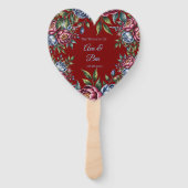 Éventail Burgundy Peony et Blue Rose Mariage (Devant)