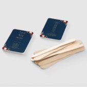 Éventail Burgundy Rouge Floral Marine Bleu Mariage de scrip (Non-assemblé)