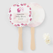 Éventail C’est une jolie fille illustration Baby shower ros (Devant et derrière)