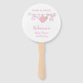 Éventail C’est une jolie fille illustration Baby shower ros (Devant)