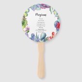 Éventail Cactus et succulents programme de mariage aquarell (Dos)