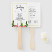 Éventail Cactus moderne et programme de mariage floral (Devant et derrière)