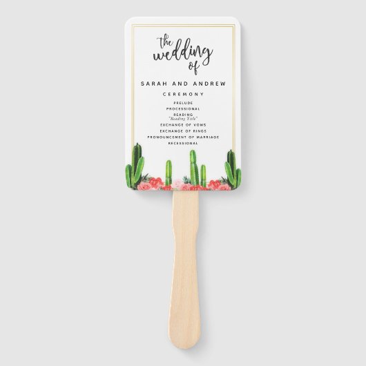 Éventail Cactus moderne et programme de mariage floral (Devant)