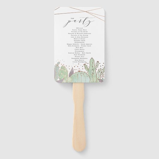 Éventail Cactus & Succulent Programme de Cérémonie Mariage (Dos)
