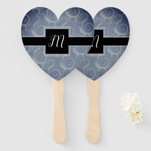 Éventail Cadeau de mariage Tourbillons Monogramme (Devant et derrière)