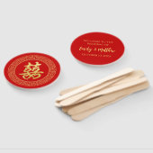 Éventail Cadre circulaire double bonheur mariage chinois (Non-assemblé)