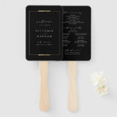 Éventail Cadre Elegance Noir Simple Mariage programme (Devant et derrière)