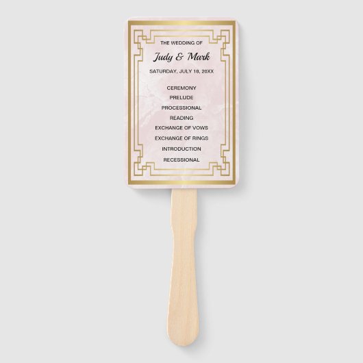 Éventail Cadre géométrique Or Programme de mariage en marbr (Devant)