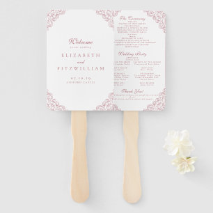 Éventail Cadre Vintage rose Élégant programme de mariage de